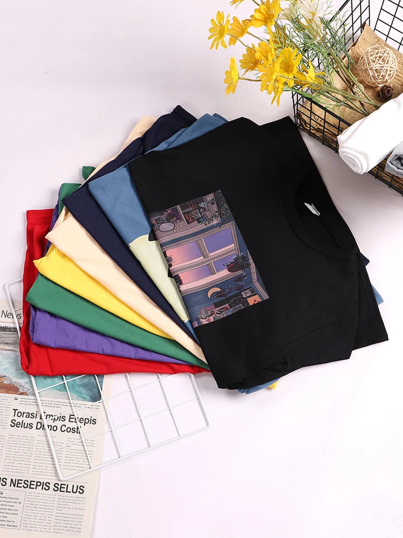 I Was Normal 3 Cats Ago Print Womens T-Shirt Summer Women Stitch Clothes Quality T Shirts Breathable Casual Top Oversized