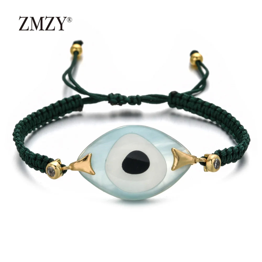ZMZY Boho Evil Eye Bracelets Handmade Braided Chain Lucky Jewelry Big Eye Trendy New Fashion Gifts For Women Men