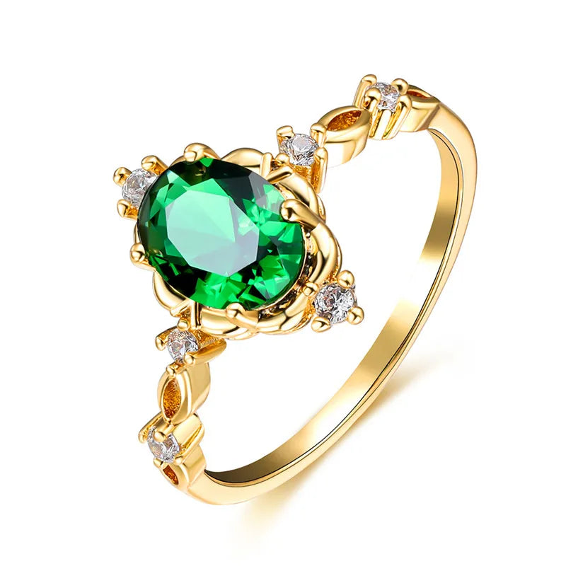 Charm Gold Silver Color Wedding Ring White Opal Oval Stone Engagement Ring Cute Female Blue Green Purple Crystal Rings For Women