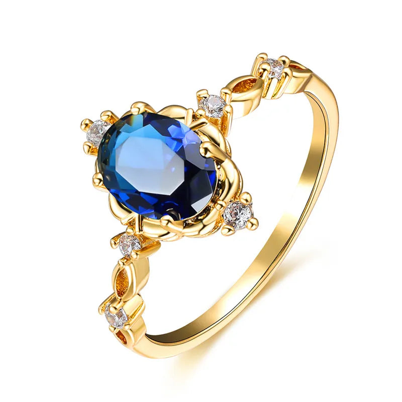 Charm Gold Silver Color Wedding Ring White Opal Oval Stone Engagement Ring Cute Female Blue Green Purple Crystal Rings For Women