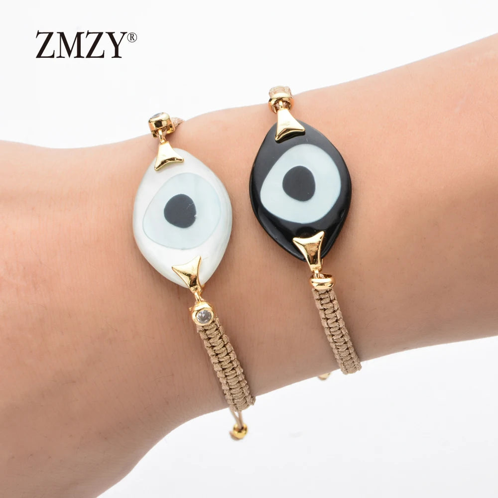 ZMZY Boho Evil Eye Bracelets Handmade Braided Chain Lucky Jewelry Big Eye Trendy New Fashion Gifts For Women Men
