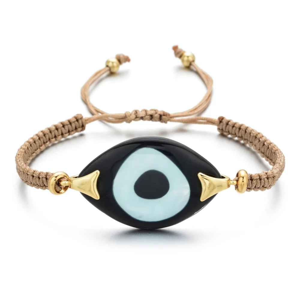 ZMZY Boho Evil Eye Bracelets Handmade Braided Chain Lucky Jewelry Big Eye Trendy New Fashion Gifts For Women Men