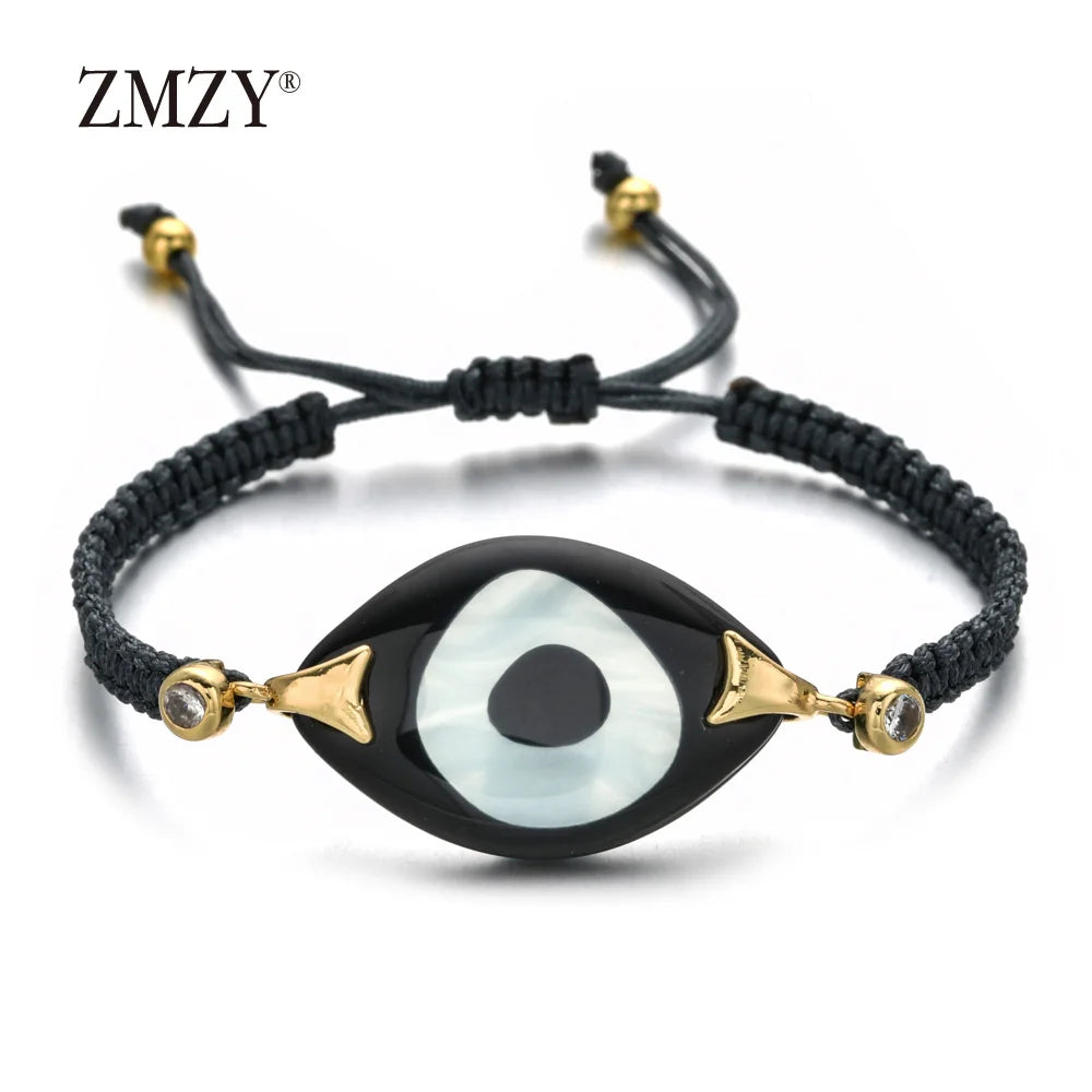 ZMZY Boho Evil Eye Bracelets Handmade Braided Chain Lucky Jewelry Big Eye Trendy New Fashion Gifts For Women Men