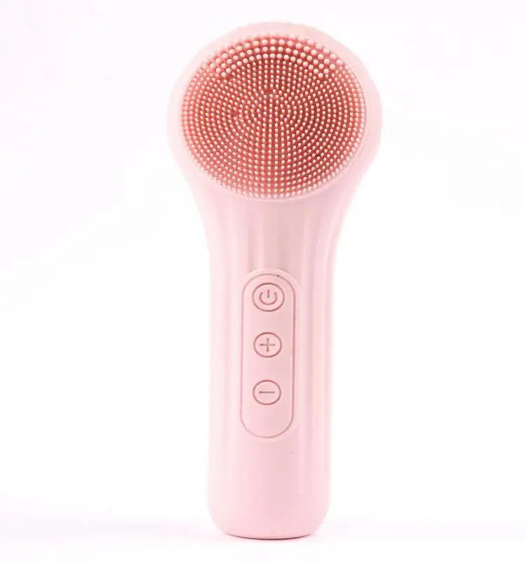 Silicone Face Scrubber Electric Facial Cleansing Brush with Heating Vibration Waterproof Face Wash Brush with 5 Speed Adjustable