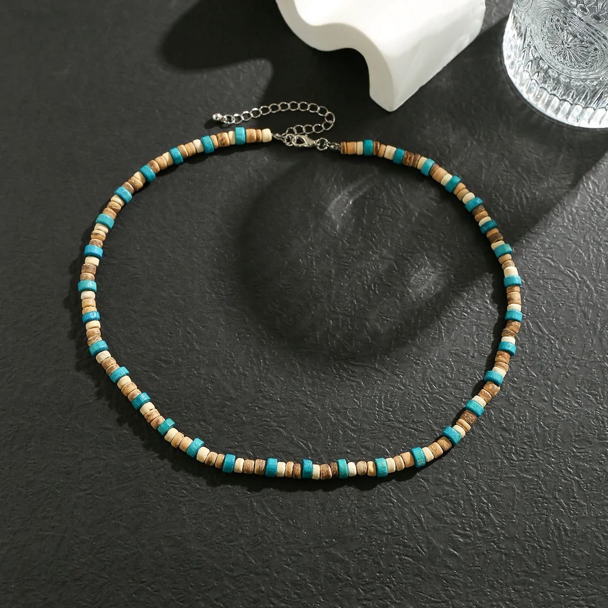 Trendy Small Wood Beads Necklace Men Vintage Short Beaded Chain Choker Necklaces 2023 Fashion Jewelry Collar on Neck Accessories
