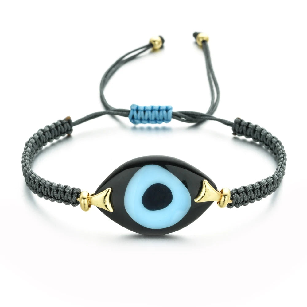 ZMZY Boho Evil Eye Bracelets Handmade Braided Chain Lucky Jewelry Big Eye Trendy New Fashion Gifts For Women Men