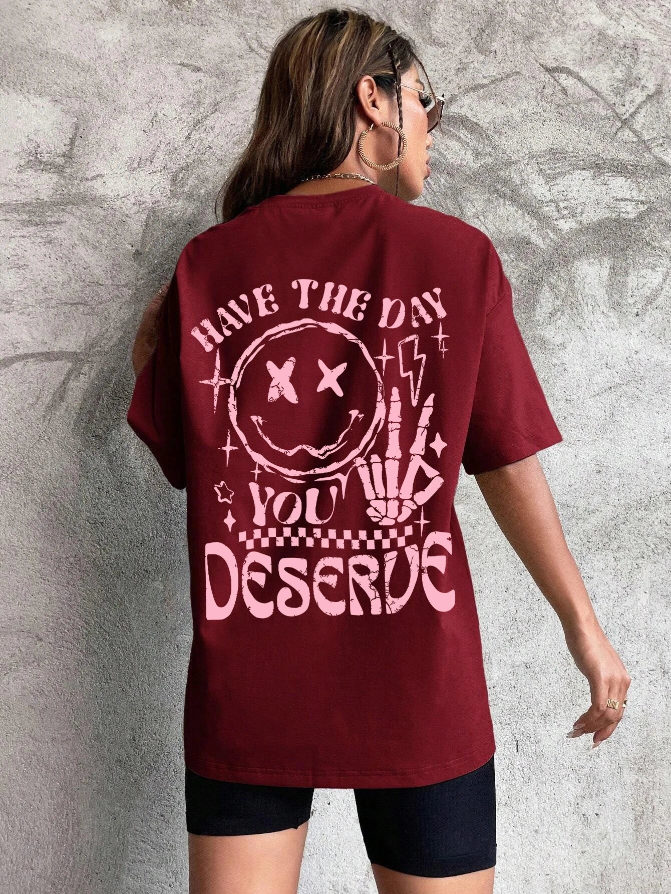 Have The Day You Deserue Letter Graphic Women T-Shirt Cotton Sport T Shirt Soft Breathable Clothes Oversized Casual Short Sleeve