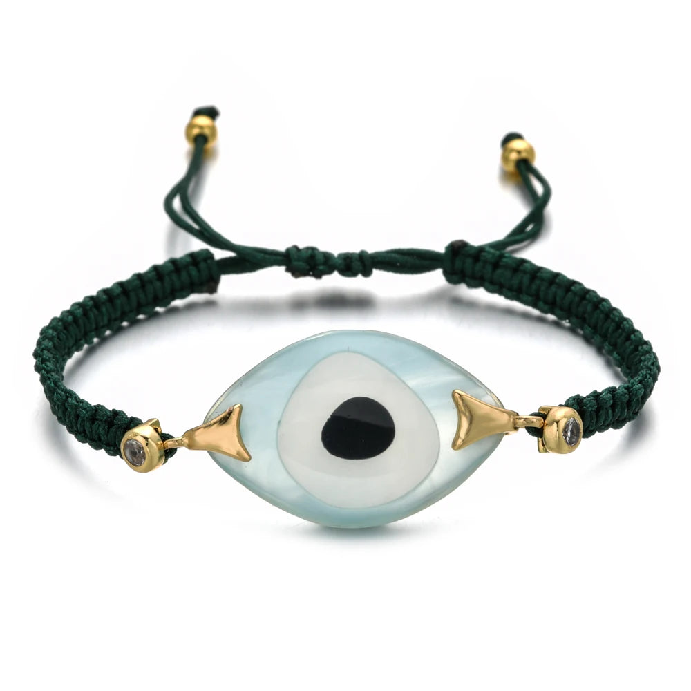 ZMZY Boho Evil Eye Bracelets Handmade Braided Chain Lucky Jewelry Big Eye Trendy New Fashion Gifts For Women Men