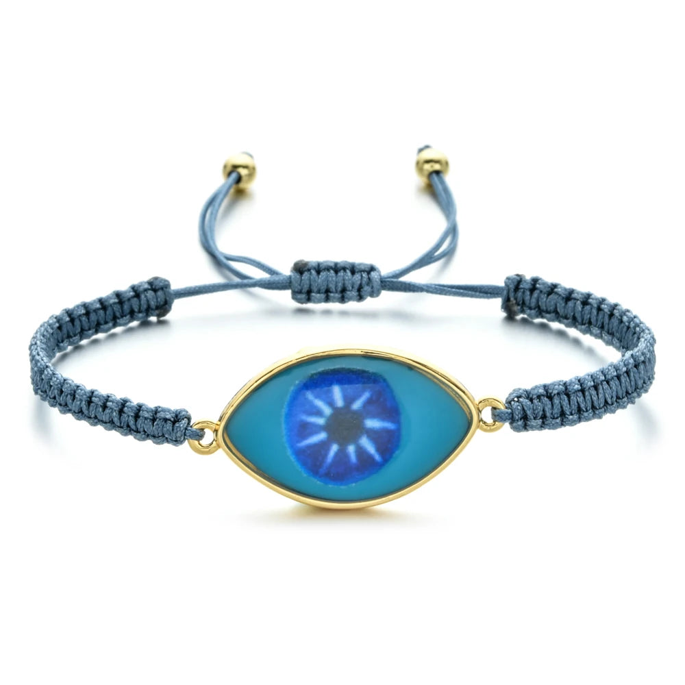 ZMZY Boho Evil Eye Bracelets Handmade Braided Chain Lucky Jewelry Big Eye Trendy New Fashion Gifts For Women Men
