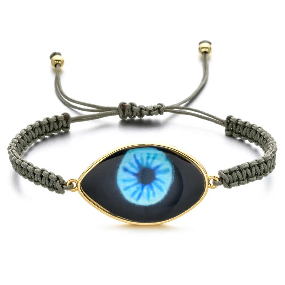 ZMZY Boho Evil Eye Bracelets Handmade Braided Chain Lucky Jewelry Big Eye Trendy New Fashion Gifts For Women Men