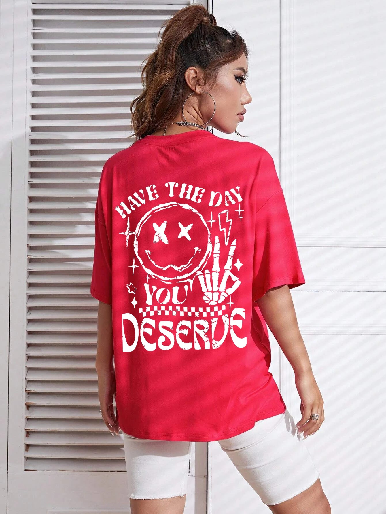 Have The Day You Deserue Letter Graphic Women T-Shirt Cotton Sport T Shirt Soft Breathable Clothes Oversized Casual Short Sleeve