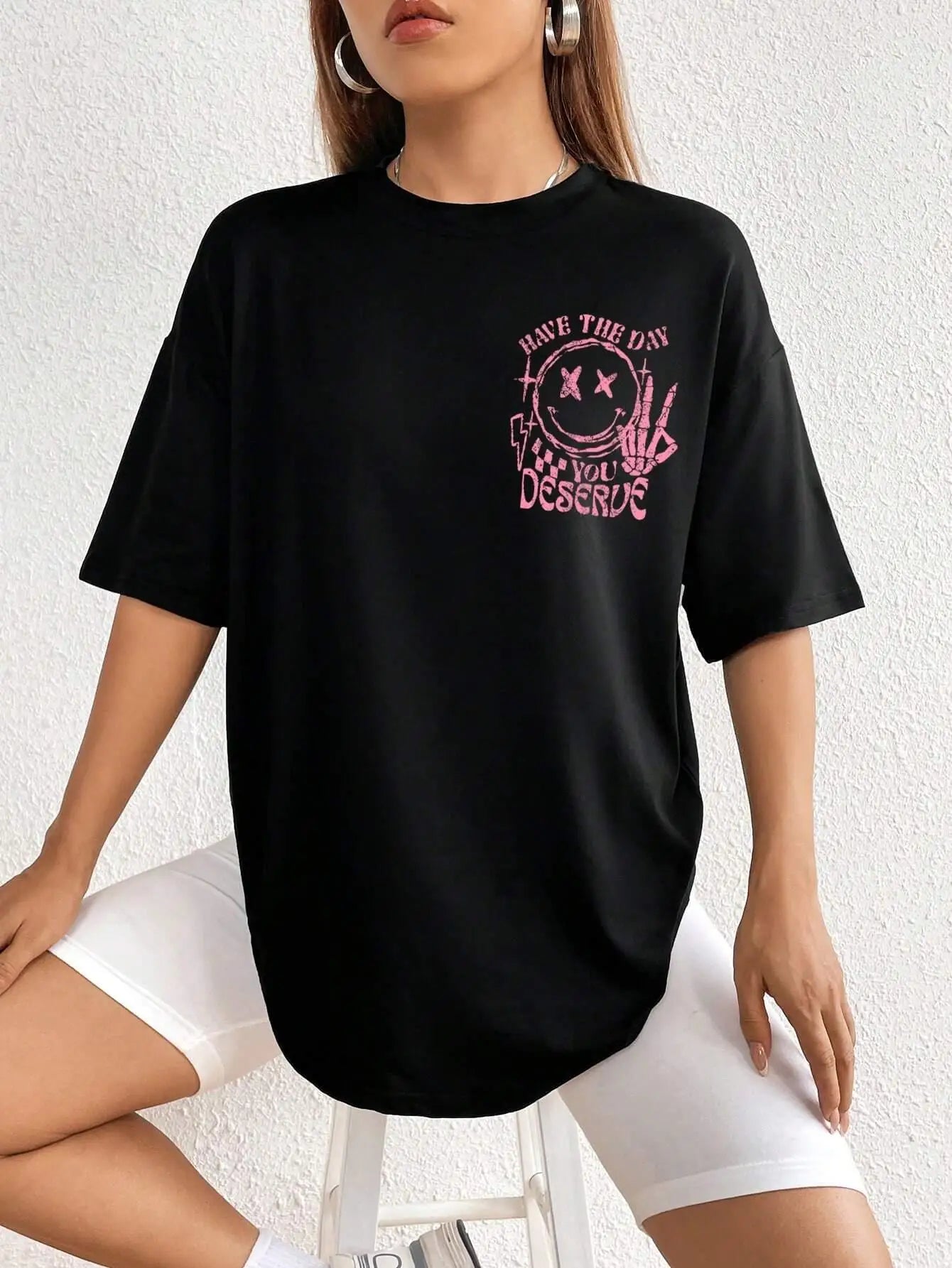 Have The Day You Deserue Letter Graphic Women T-Shirt Cotton Sport T Shirt Soft Breathable Clothes Oversized Casual Short Sleeve