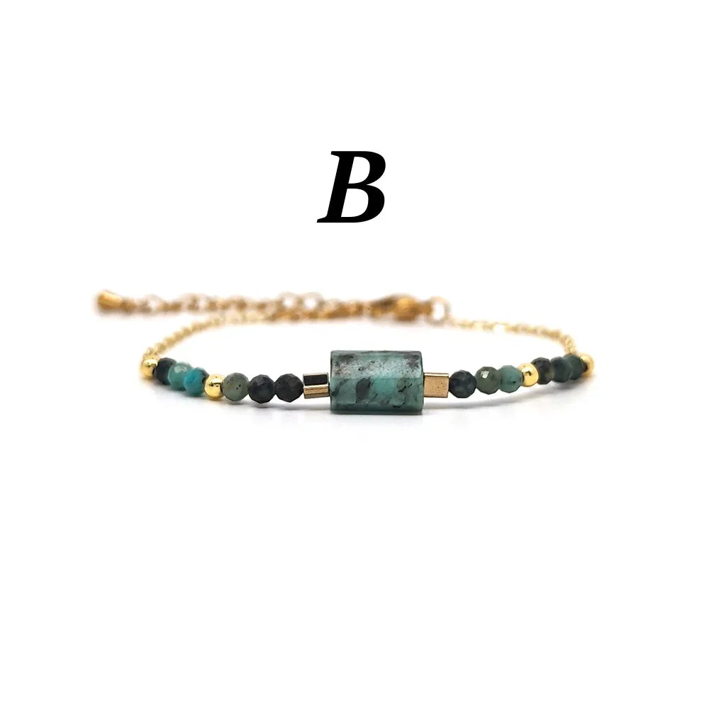 CCGOOD Natural Turquoise Bracelet AA Amazonite Beads 18K Gold Plated Clasps Boho Adjustable Chain Jewelry Skin Safe Gift for Her