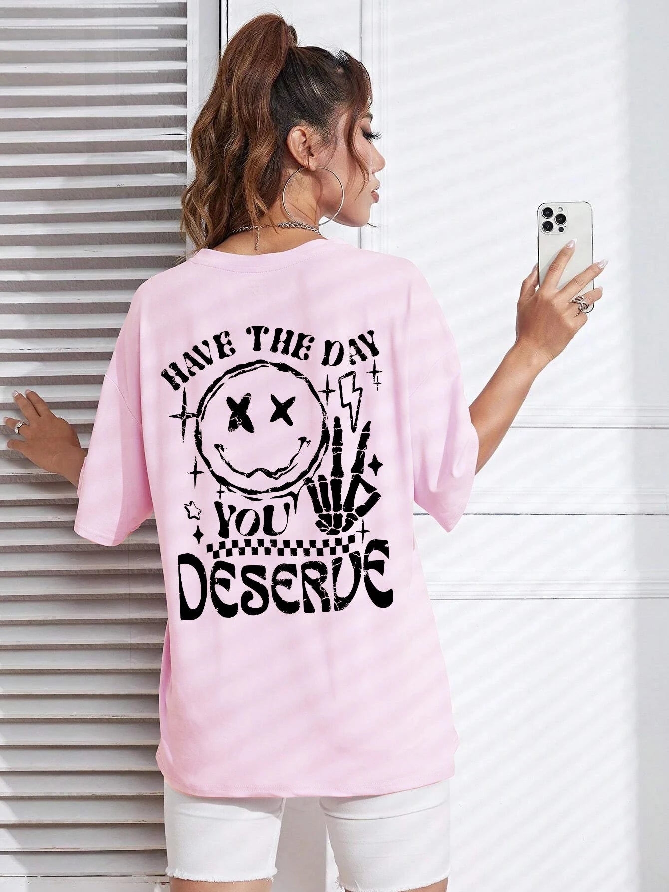 Have The Day You Deserue Letter Graphic Women T-Shirt Cotton Sport T Shirt Soft Breathable Clothes Oversized Casual Short Sleeve