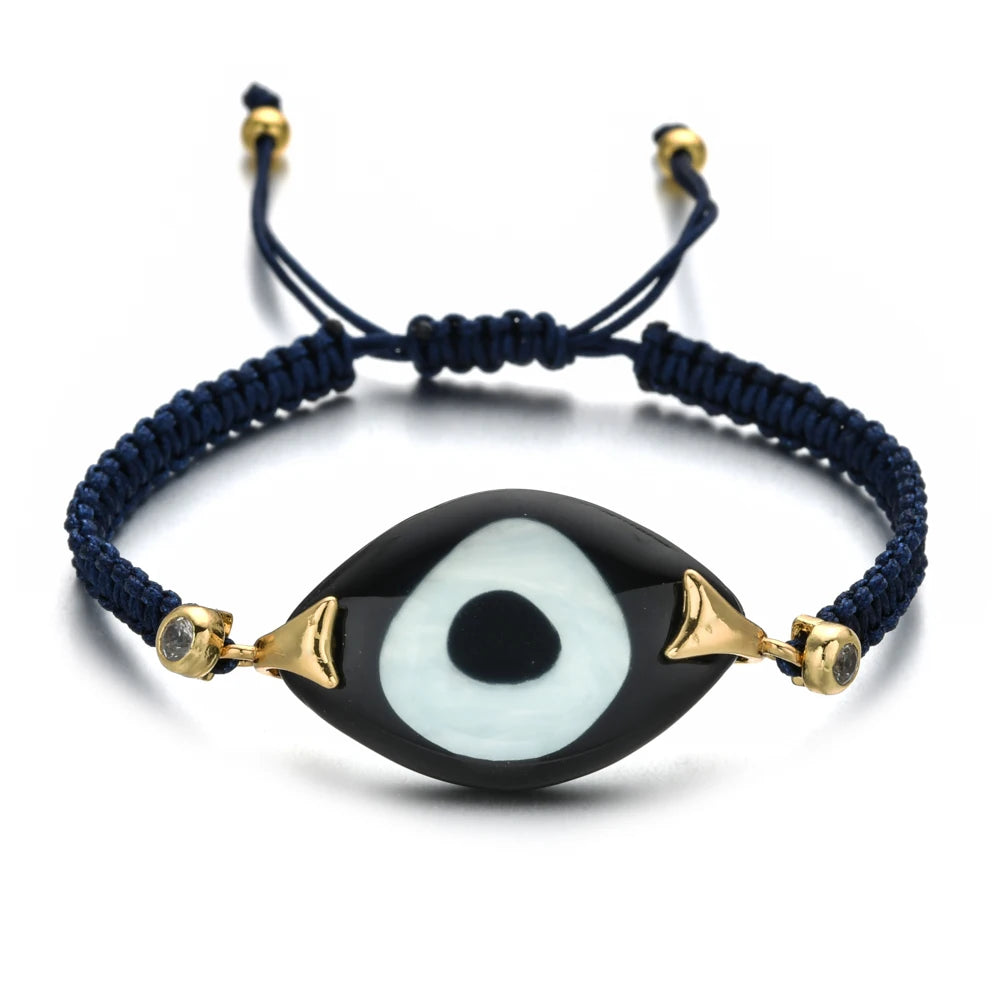 ZMZY Boho Evil Eye Bracelets Handmade Braided Chain Lucky Jewelry Big Eye Trendy New Fashion Gifts For Women Men