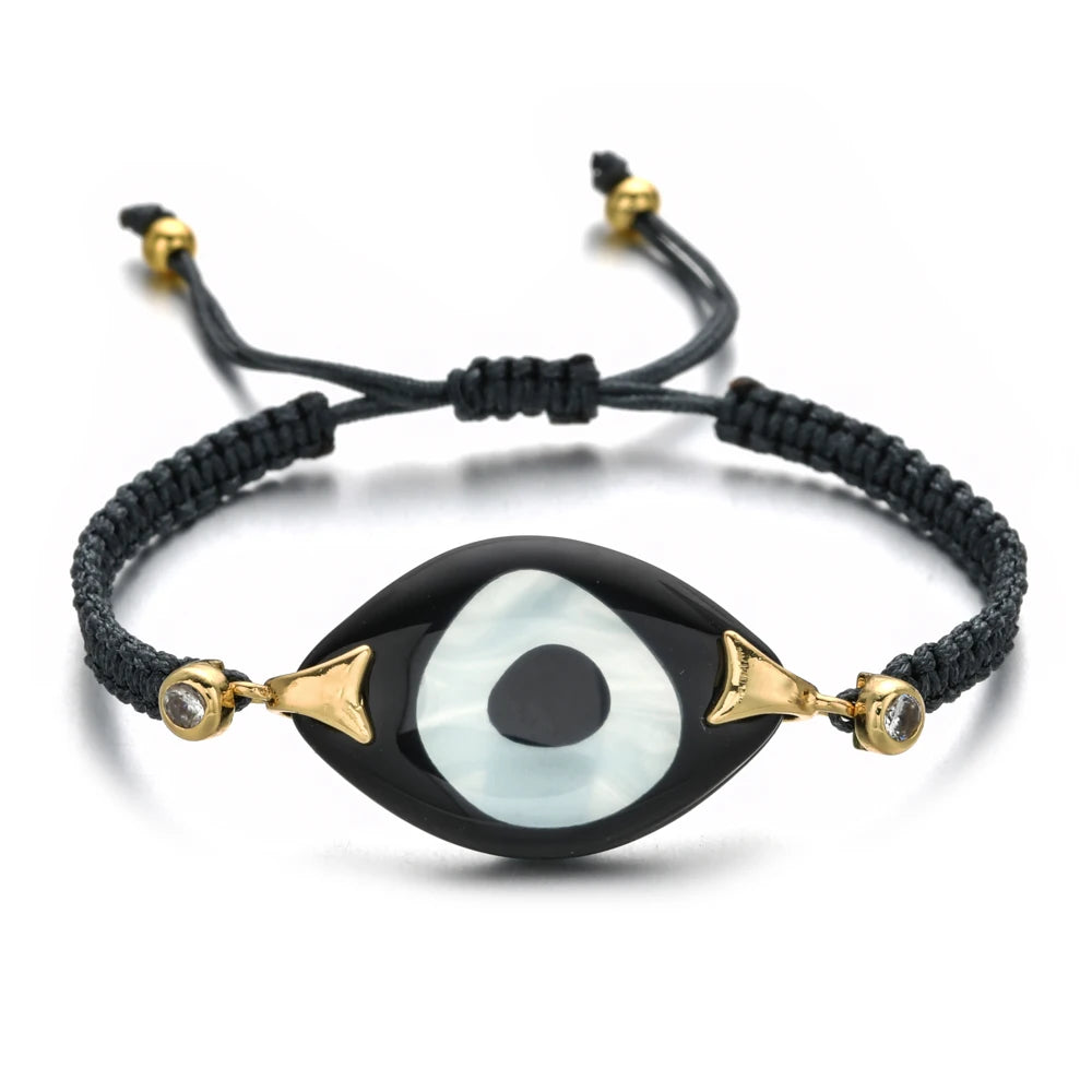 ZMZY Boho Evil Eye Bracelets Handmade Braided Chain Lucky Jewelry Big Eye Trendy New Fashion Gifts For Women Men