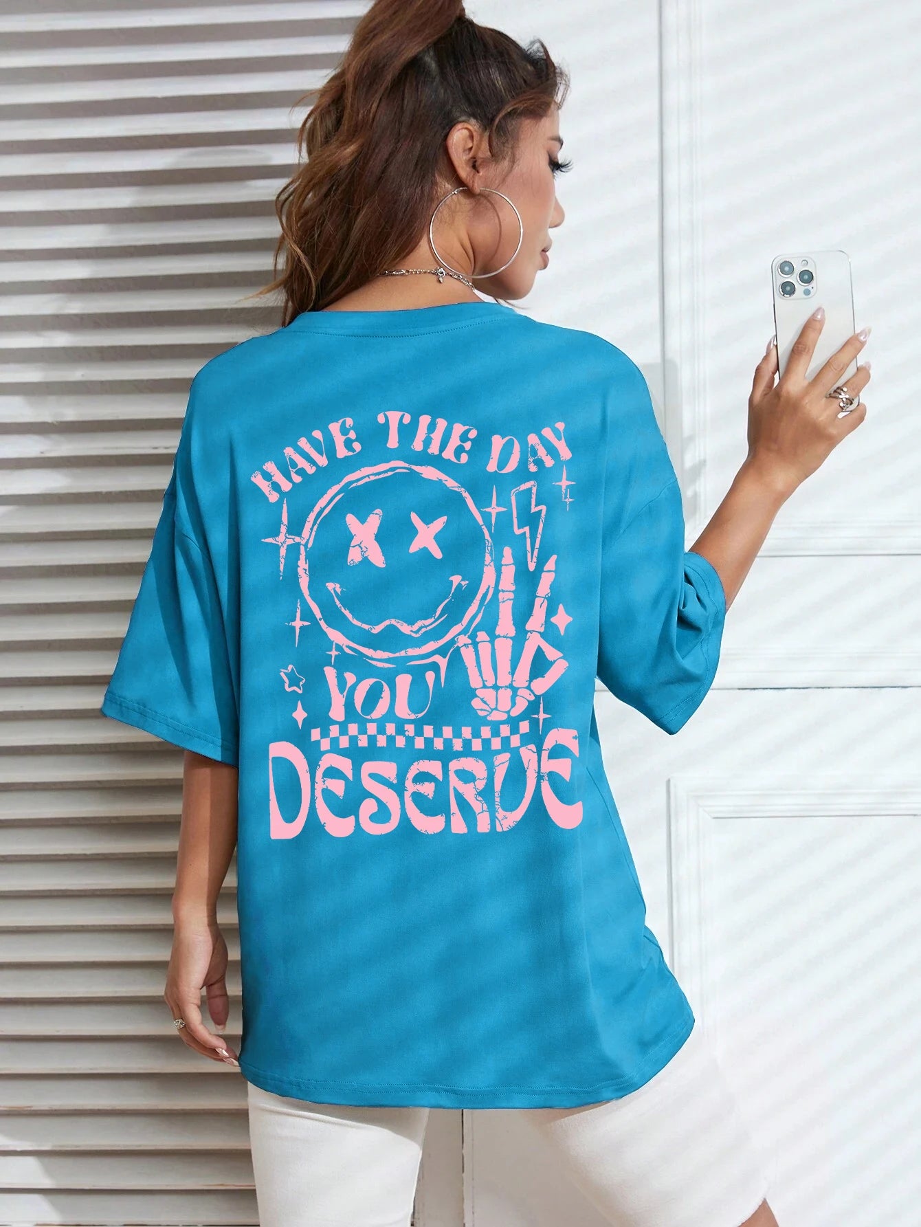 Have The Day You Deserue Letter Graphic Women T-Shirt Cotton Sport T Shirt Soft Breathable Clothes Oversized Casual Short Sleeve