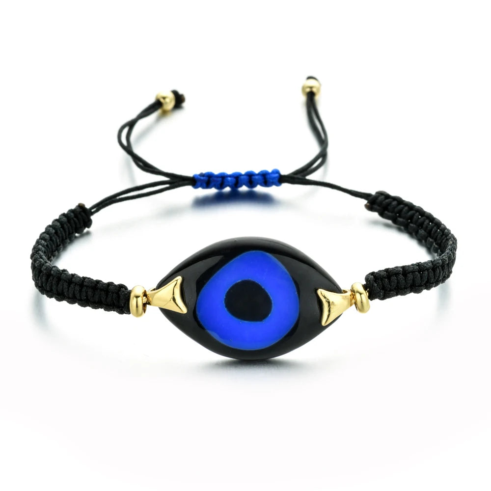 ZMZY Boho Evil Eye Bracelets Handmade Braided Chain Lucky Jewelry Big Eye Trendy New Fashion Gifts For Women Men