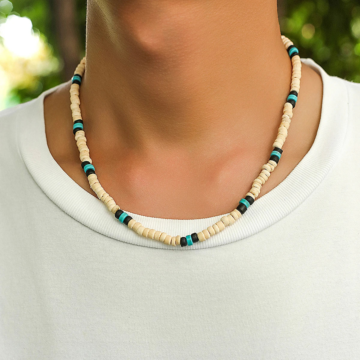 Trendy Small Wood Beads Necklace Men Vintage Short Beaded Chain Choker Necklaces 2023 Fashion Jewelry Collar on Neck Accessories